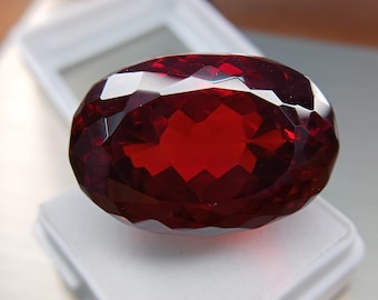 150 Ct Natural Red Zircon Oval Cut Loose Gemstone, Certified Cambodian Stone for Pendant & Jewelry JM027