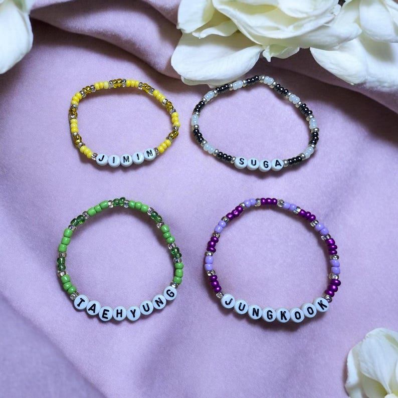 Pulseras con el nombre del miembro Bias de Kpop BTS imagen 3
