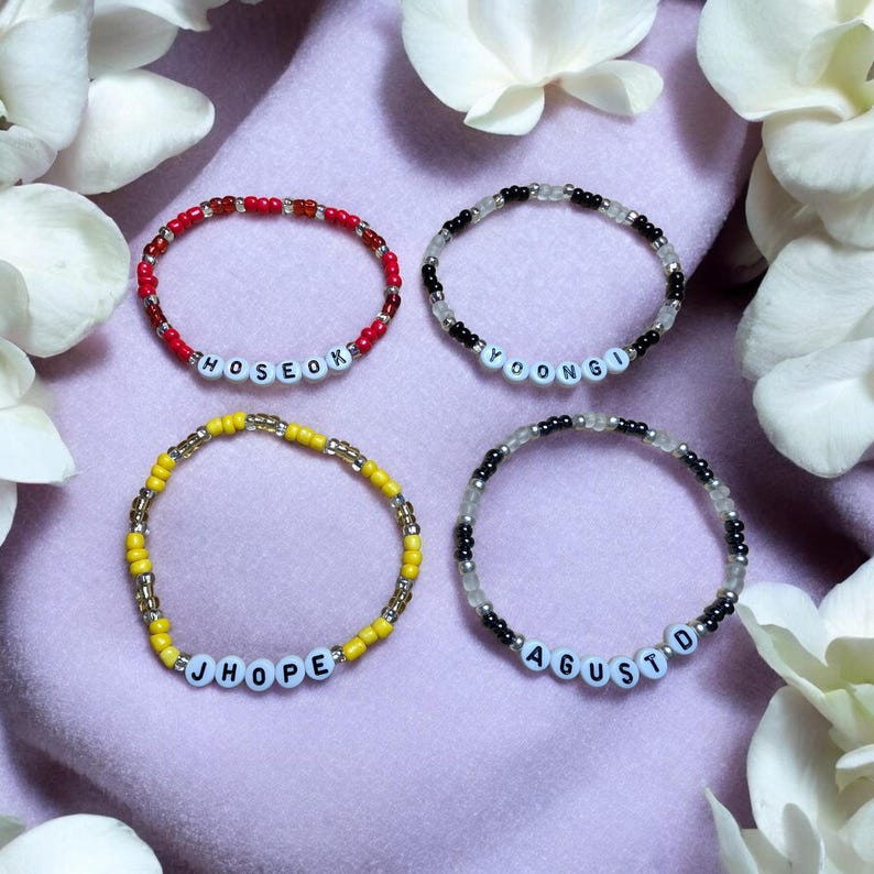 Pulseras con el nombre del miembro Bias de Kpop BTS imagen 2
