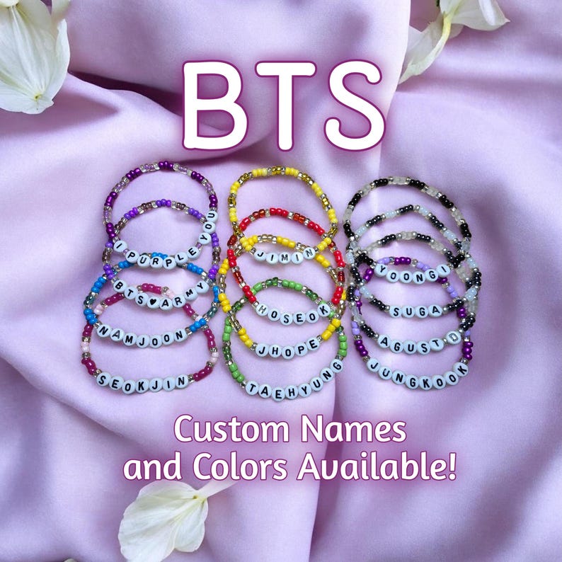 Pulseras con el nombre del miembro Bias de Kpop BTS imagen 1