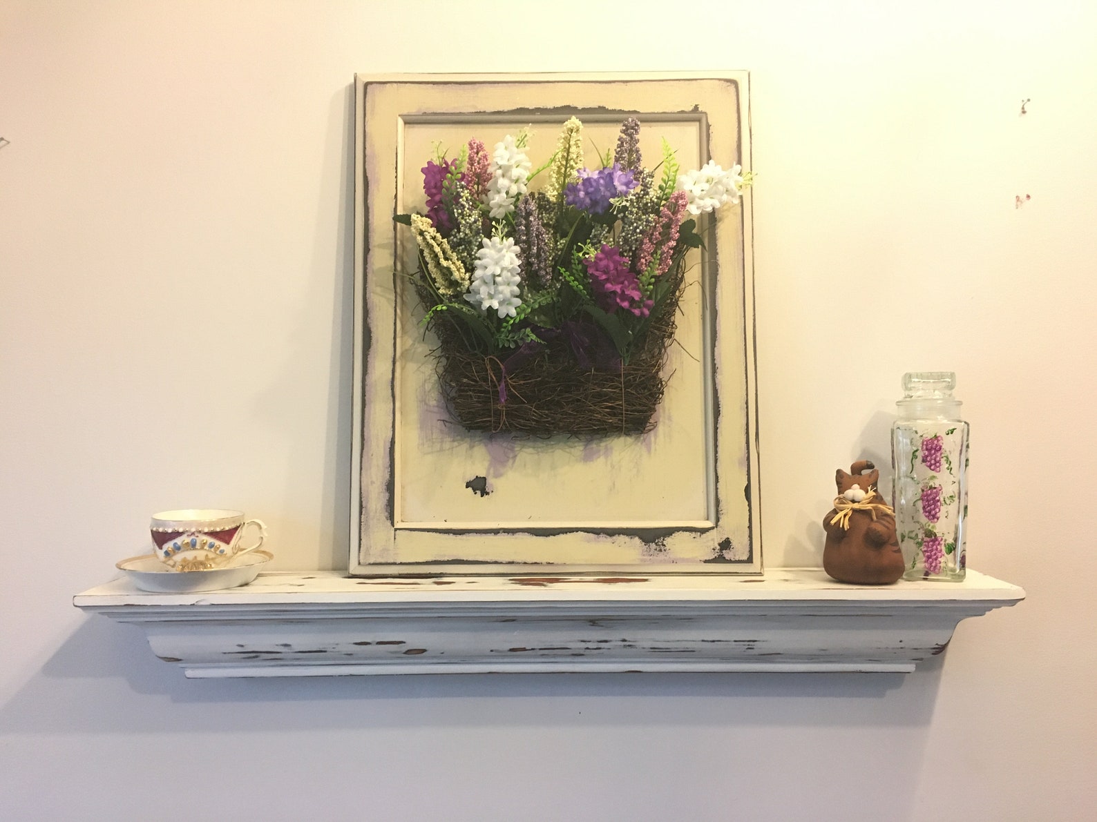 Rustic Purple Flor Afligida Puerta armario colgante decoración | Etsy