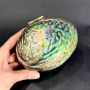 Smyckeskrin i vintagestil med snäckskal – Förvaring av prydnadssaker i abalone- och mässingsstil för presenter till kvinnor, dekorativ smyckesförvaring, heminredning och presenter