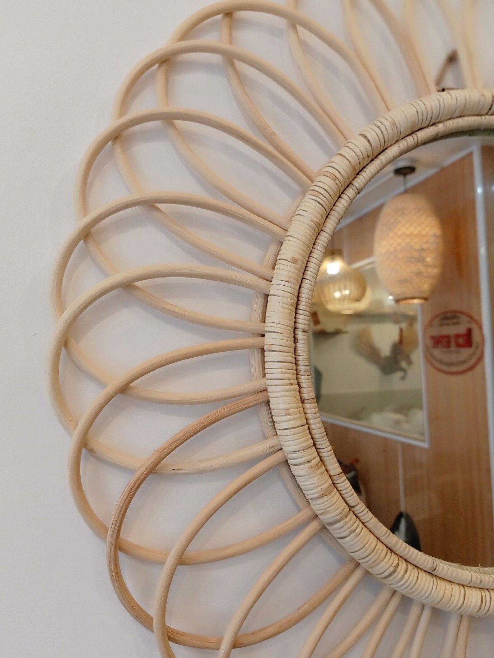 Rattan Round Mirror Etsy