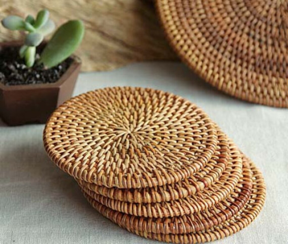 6 Pcs Set of Handmade Woven Coasters With High QUALITY Etsy
