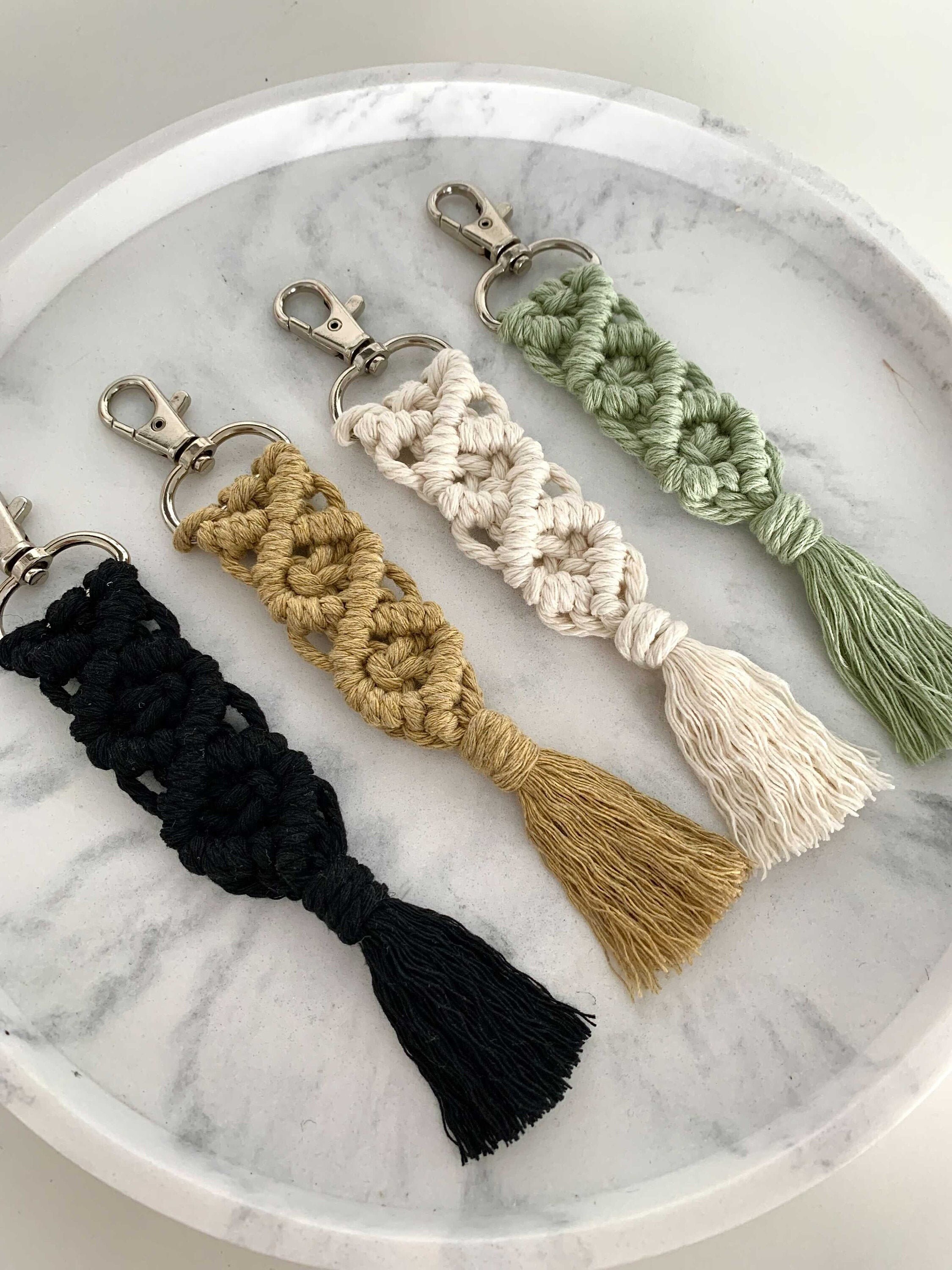 Handmade Macrame Keychain Boho Key Ring Accessories Gift Etsy