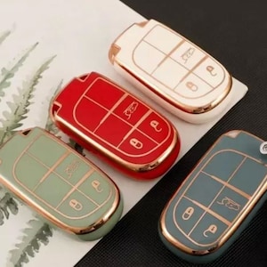 Key Fob Cover TPU Protector Case for Jeep Wrangler Renegade Compass Gladiator Wagoneer Cherokee Dodge Journey Charger Chrysler