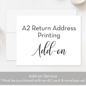 ADD-ON Return Address Printing on A2 Envelopes; Must be purchased with cards