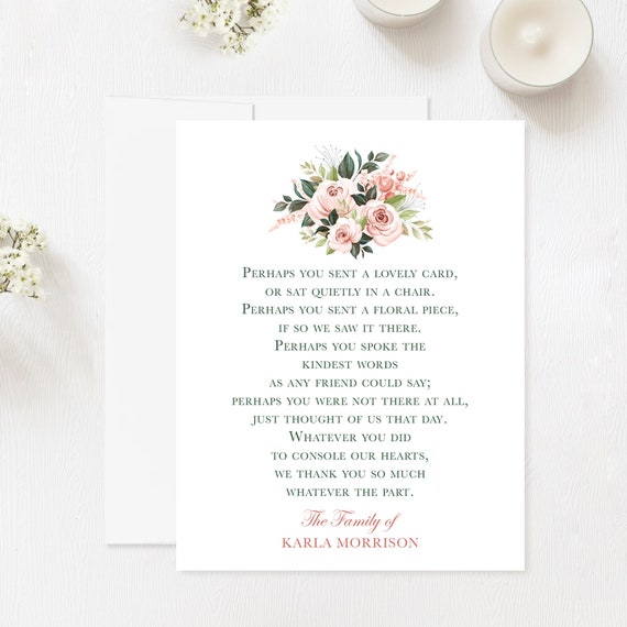 Sympathy Acknowledgement Cards Personalized Funeral Thank You Etsy
