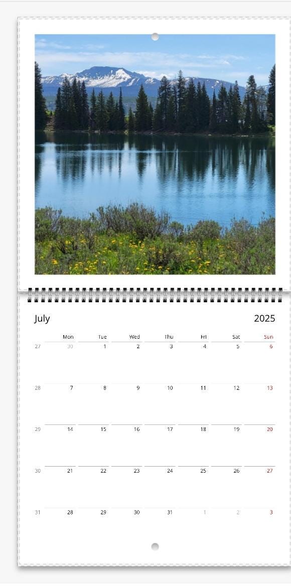 2025 12 Month Wall Calendar, Yellowstone National Park, Grand Teton