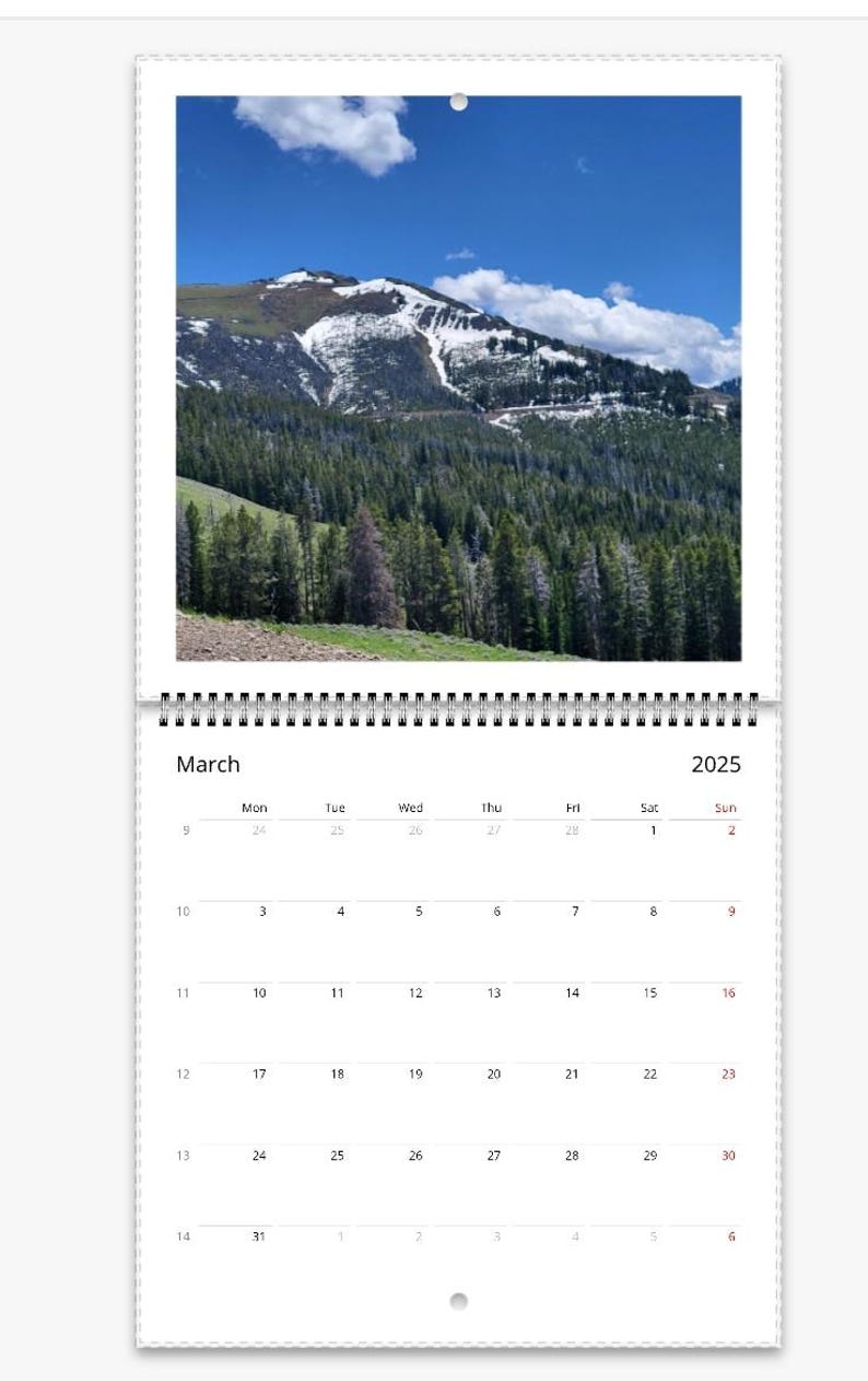 2025 12 Month Wall Calendar, Yellowstone National Park, Grand Teton