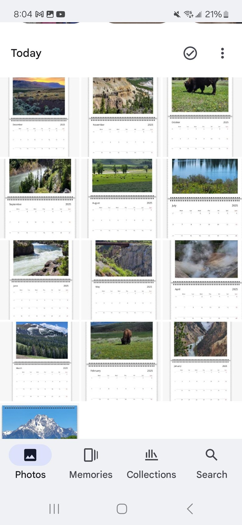 2025 12 Month Wall Calendar, Yellowstone National Park, Grand Teton