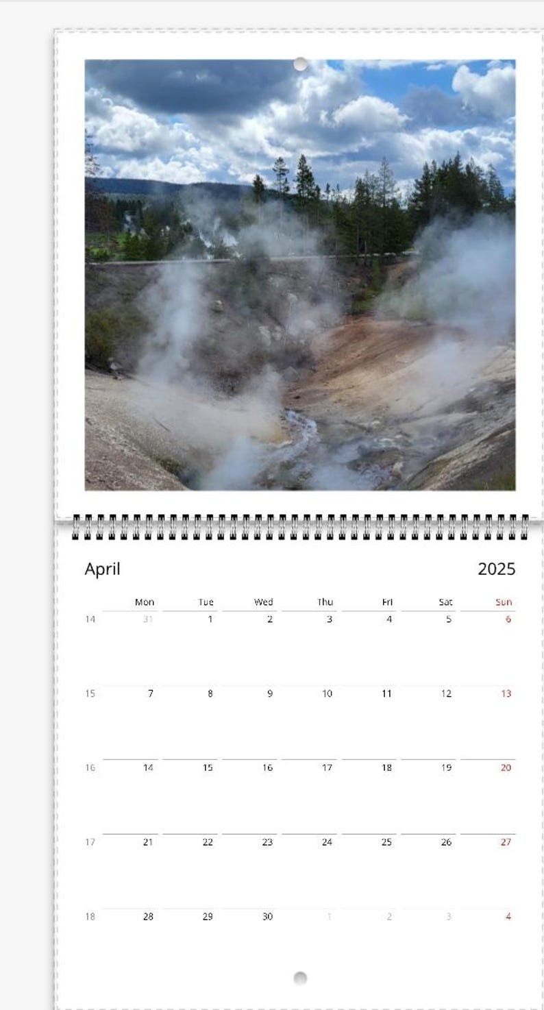 2025 12 Month Wall Calendar, Yellowstone National Park, Grand Teton