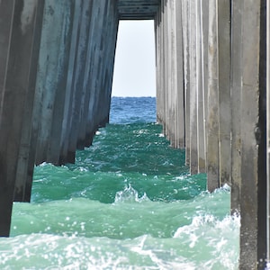 Pensacola beach pier photo, coastal photograph, coastal home decor, beach wall art, Florida photography, ocean photo print, beach home decor