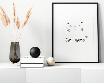 Personalized Custom Cat Name Print | Wall Art Digital Download