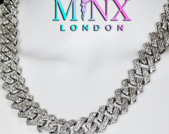 Iced Out Chain | Iced Out Necklace | Iced Out Bracelet | Silver Bracelet | Mens Bracelet | Cuban Link Chain | Mens Chain | Icy Chain