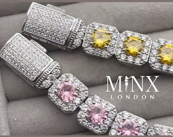 Iced Out Bracelet | Pink Diamond Bracelet | Yellow Diamond Bracelet | Tennis Bracelet | Tennis Bracelets | Yellow Gemstone Bracelets