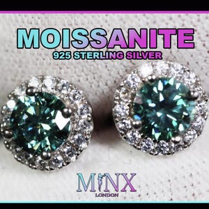 Green Moissanite Diamond Ear Studs | Green Moissanite Ear Studs | Green Moissanite Diamond Earrings | Aquamarine Green Moissanite Ear Studs