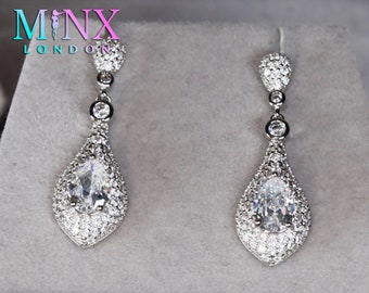 Womens Diamond Earrings | Teardrop Earrings | Diamond Earrings | Pear Cut Diamond Earrings | Teardrop Earrings | Classy Wedding Earrings