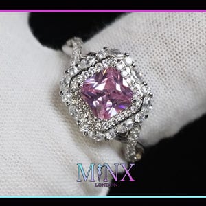 Pink Diamond Ring | Pink Diamond Engagement Ring | Pink Princess Cut Diamond Ring | Promise Ring | Womens Pink Engagement Ring