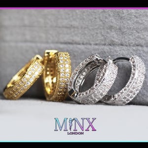 Iced Out Hoop Earrings | Men&#39;s Gold Diamond Earrings | Mens Silver Diamond Hoop Earrings | Hip Hop Hoop Earrings | Women&#39;s Hoop Earrings