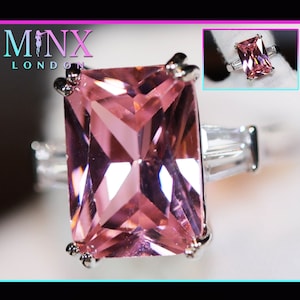 Emerald Ring | Pink Diamond Ring | Pink Radiant Cut Diamond Ring | Emerald Engagement Rings | Big Diamond Ring Womens | Big Carat
