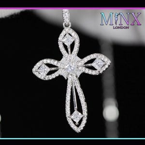 Womens Silver Diamond Cross Pendant | Cross Necklace Women | Diamond Cross Pendant | Cross Pendant and Necklace | Silver Cross Pendant