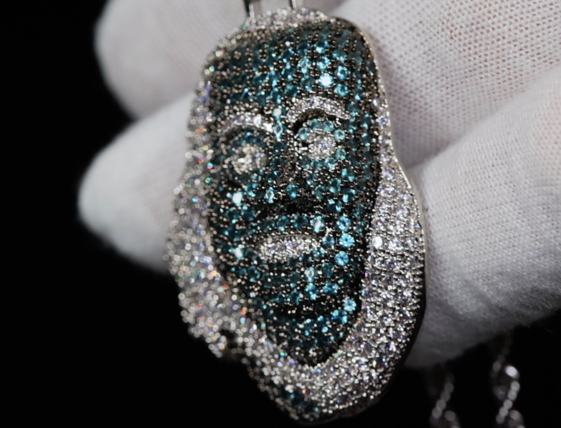 Blue Diamond Pendant Iced Out Pendant Blueface Pendant Diamond