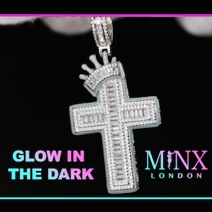 Baguette Diamond Cross Pendant | Glow in the dark Pendant | Hip Hop Cross Pendant | Iced Out Cross  | Cross Pendant