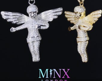 Diamond Angel Pendant | Iced Out Pendant | Angel Pendants | Diamond Cherub Pendant | Iced Necklace | Angel Necklace | Hip Hop Chain