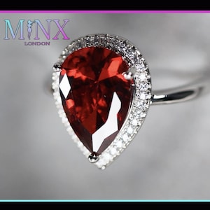 Red Pear Cut Diamond Ring | Teardrop Ring | Red Diamond Ring | Women's Red Diamond Ring | Red Diamond Engagement Ring | Red Wedding Ring