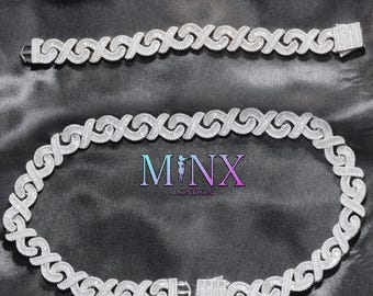Infinity Link Chain | Iced Out Chain | Iced Out Necklace | Mens Baguette diamond Infinity Chain | Hip Hop Chain | Mens Infinity Bracelet