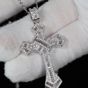 Mens Baguette Cut Diamond Cross Pendant