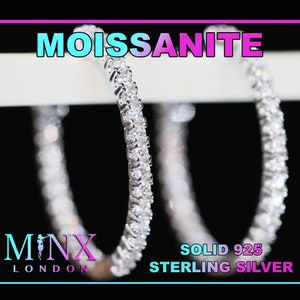 Womens Moissanite Diamond Hoop Earrings | Big Moissanite Diamond Hoop Earrings | Womens Big Moissanite Hoop Earrings | Big Hoop Earrings