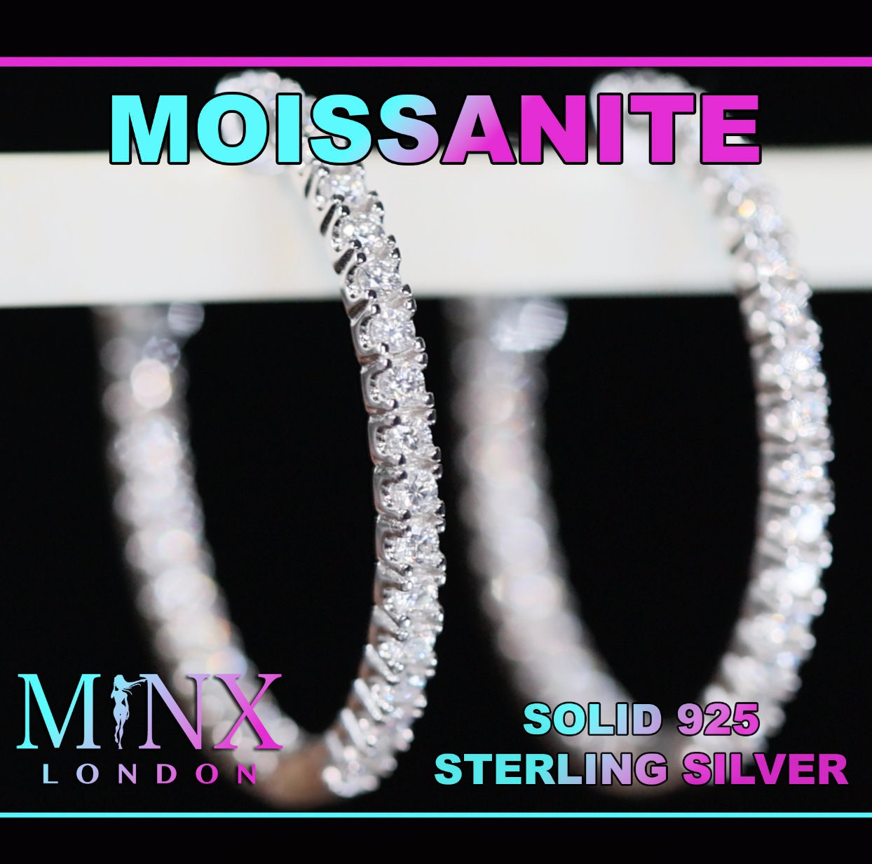 Womens Moissanite Diamond Hoop Earrings | Big Moissanite Diamond Hoop Earrings | Womens Big Moissanite Hoop Earrings | Big Hoop Earrings