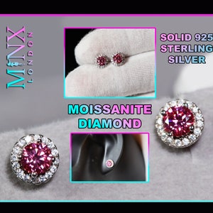 Pink Moissanite Diamond Ear Studs | Womens Moissanite Ear Studs | Pink Moissanite Diamond Earrings | Pink Moissanite Diamond Earrings