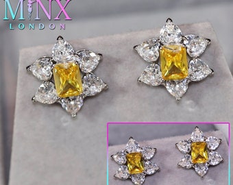 Yellow Diamond Earrings | Womens Earrings | Canary Yellow Earrings | Yellow Diamond Ear Studs | Stud Earrings | Diamond Ear Studs