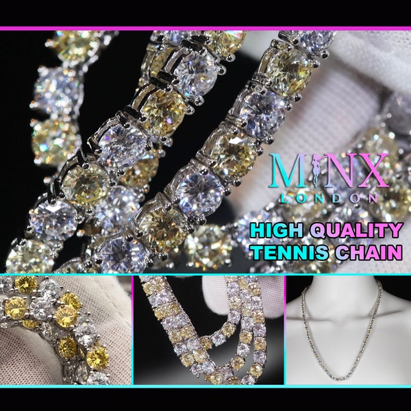 Tennis-Kette | Gelbe Diamant-Tennis-Kette | Tennis-Halskette | Gelbe Diamant-Halskette | Tennis-Kette | Hip Hop Halskette | Gefrorene Kette