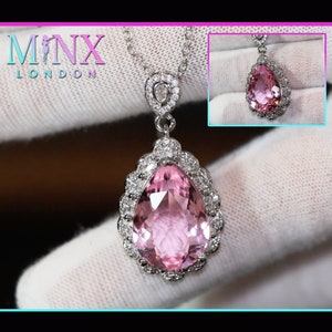 Pink Diamond Necklace | Teardrop Necklace | Pear Shape Necklace | Pear Cut Diamond Necklace | Teardrop Pendant | Diamond Pendant Necklace