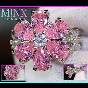 Pink Diamond Ring | Pink Diamond Flower Ring | Womens Pink Diamond Ring | Promise Ring | Womens Engagement Ring | Flower Ring | Love Ring