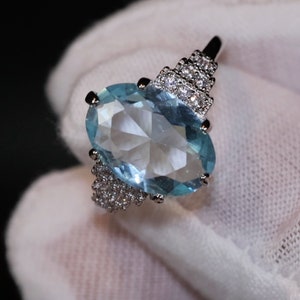 Blue Aquamarine Diamond Ring