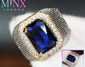 Blue Diamond Ring | Sapphire Blue Diamond Ring | Iced Out Ring | Mens Blue Diamond Ring | Mens Diamond Ring | Big Ring | Mens Iced Out Ring