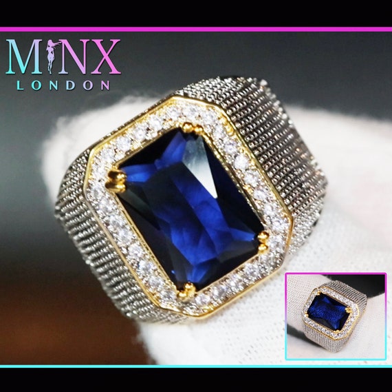 Mens ring blue diamond discount