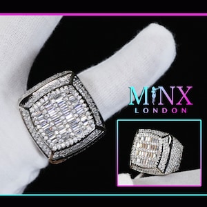 Mens Hip Hop Ring | Mens Baguette Ring | Mens Iced Out Ring | Mens Baguette Diamond Ring | Mens Big Diamond Ring | Iced Out Mens Pinky Ring