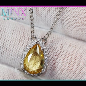 Womens Diamond Necklace | Yellow Diamond Pendant | Teardrop Necklace | Pear Shape Necklace | Womens Charm Necklace | Teardrop Pendant