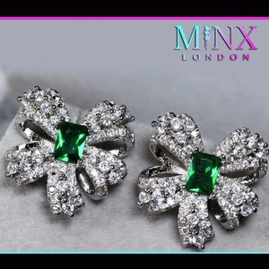 Green Diamond Earrings | Emerald Green Earrings | Emerald Diamond Earrings | Green Diamond Flower Earrings | Emerald Earrings