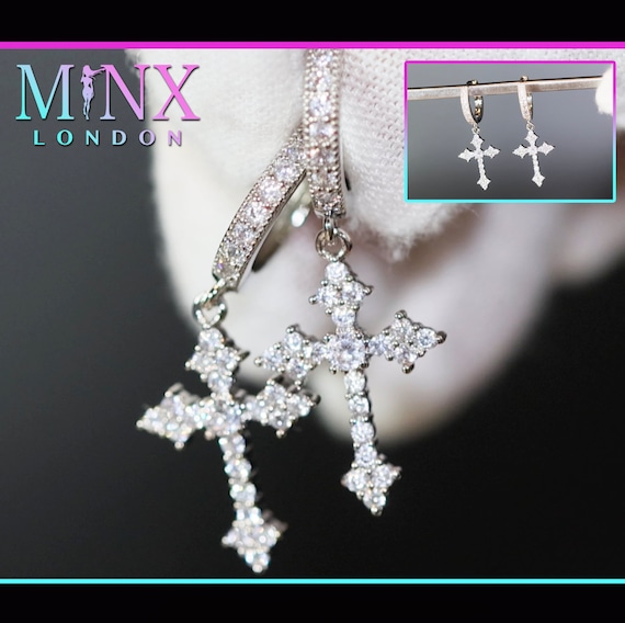 Iced out cross best sale earrings