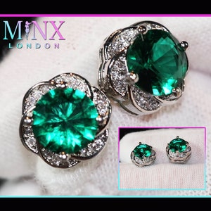 Green Diamond Earrings | Womens Earrings | Emerald Green Earrings | Green Diamond Ear Studs | Stud Earrings | Diamond Ear Studs |  Ear Studs