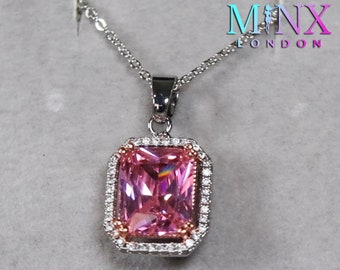 Pink Diamond Necklace | Womens Pink Diamond Pendant | Pink Diamond Pendant | Big Pink Diamond Pendant | Radiant Cut Diamond Pendant
