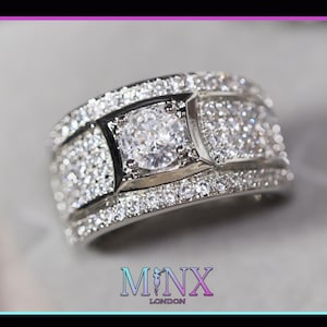 Eternity Ring | Mens Promise Ring | Mens Ring | Womens Ring | Mens Silver Diamond Ring | Iced Out Ring | Wedding Band | Mens Icy Ring