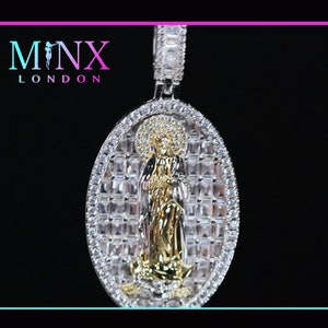 Virgin Mary Pendant | Baguette Diamond Mary Pendant | Iced Out Virgin Mary Pendant | Gold Virgin Mary Pendant | Hip Hop Mother Mary Pendant